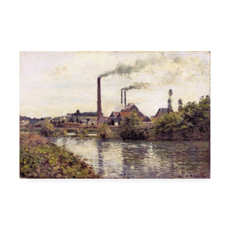 Trademark Fine Art Pissarro 'The Factory at Pontoise' Canvas Art, 16x24 AA01552-C1624GG